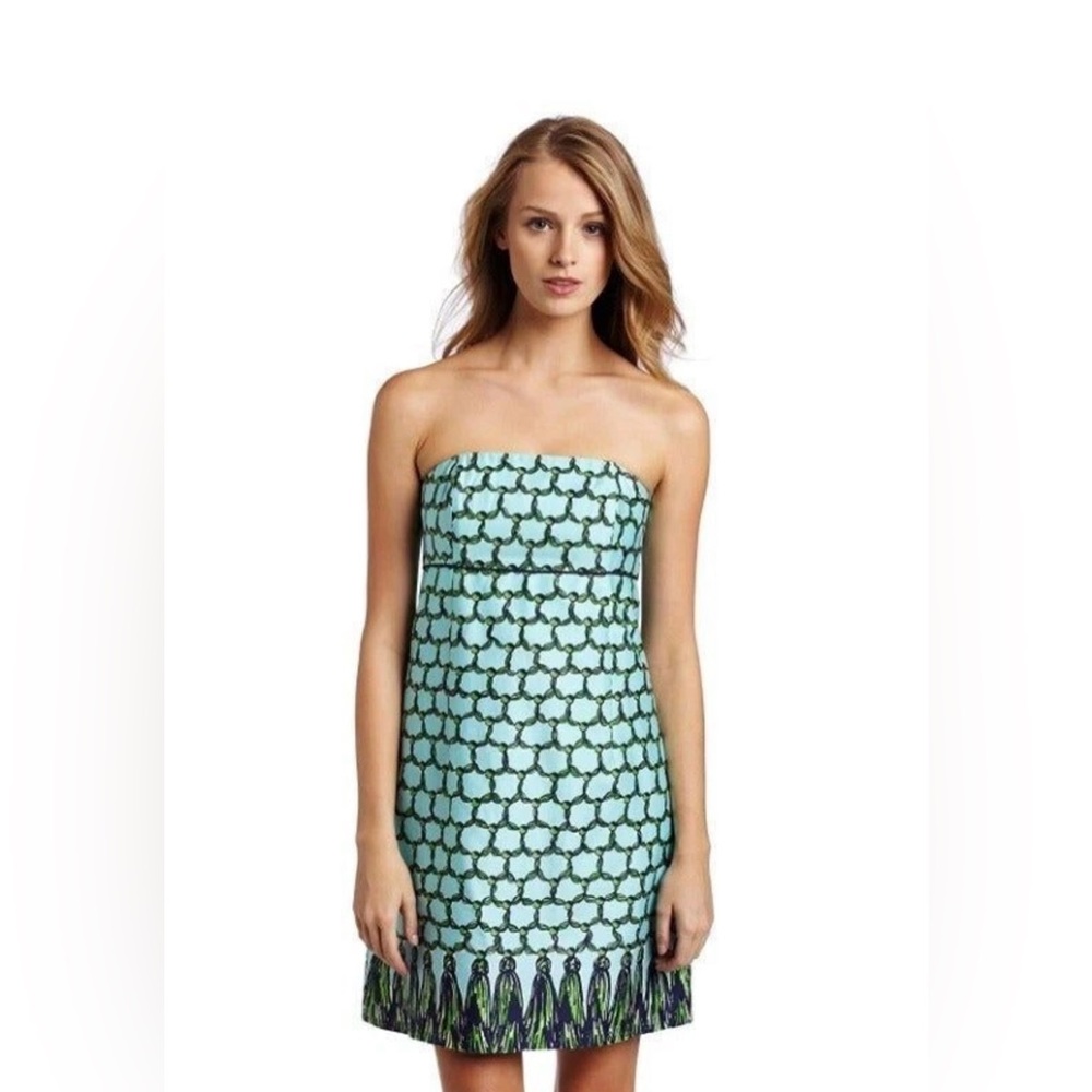 Lilly Pulitzer Bowen Tassel Printed Strapless Dress Size 2